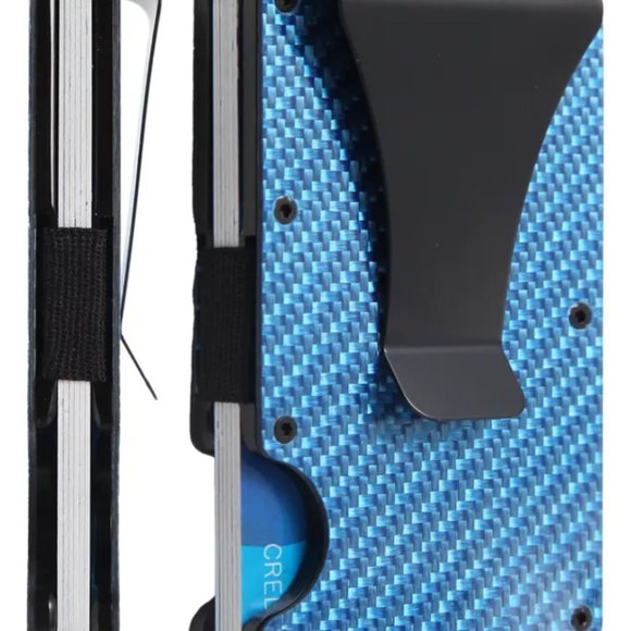 Minimalist Wallet Slim Carbon Fiber RFID Blocking Card Holder Wallet Money Clip - Picture 2 of 3